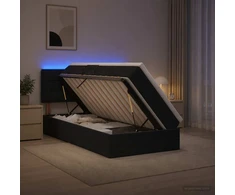 LED saugojimo lova su čiužiniu Juoda 90 x 190 cm Audinys
