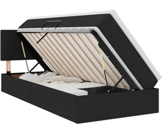 Lova su daiktų laikymo vieta ir LED Juoda 90 x 200 cm audinys