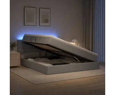 LED saugojimo lova su čiužiniu Šviesiai pilka 140 x 190 cm