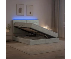 LED saugojimo lova su čiužiniu Šviesiai pilka 180 x 200 cm