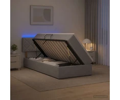 LED saugojimo lova su čiužiniu Šviesiai pilka 90 x 200 cm