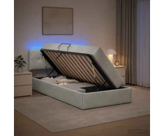 LED saugojimo lova su čiužiniu Šviesiai pilka 100 x 200 cm