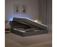 LED saugojimo lova su čiužiniu Tamsiai pilka 160 x 200 cm