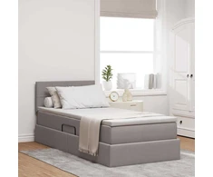 Lova su daiktų laikymo vieta ir LED Taupe 100 x 200 cm audinys