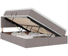 LED saugojimo lova su čiužiniu Taupe 140 x 200 cm Audinys