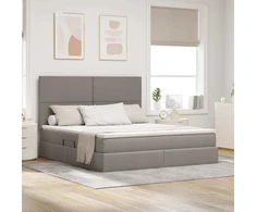 LED saugojimo lova su čiužiniu Taupe 180 x 200 cm Audinys