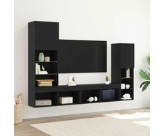 TV staliukas Televizoriaus spintelė 4 pcs juoda ąžuolo Apdirbta mediena