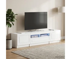 TV staliukas LED televizoriaus spintelė UTRECHT 3 vnt. Itin blizgi balta