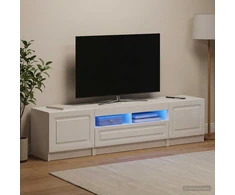 TV staliukas LED televizoriaus spintelė UTRECHT 3 vnt. Itin blizgi balta