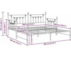 Lova Dienos lovos rėmas Balta 90 x 190 cm Plienas