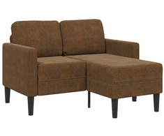 Dvivietė sofa su šezlongu, L formos, ruda, 125 cm, dirbtinė oda