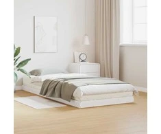 Lova Grindų lovos rėmas Balta 90 x 220 cm Kietos pušies mediena