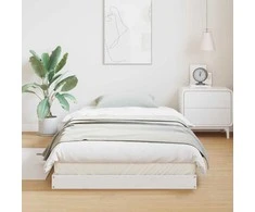 Lova Grindų lovos rėmas Balta 90 x 220 cm Kietos pušies mediena