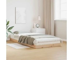 Lova Grindų lovos rėmas Natūrali 90 x 220 cm Kietos pušies mediena