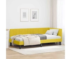 Lova Kampinė lovos konstrukcija Geltona 100 cm x 200 cm Aksomas
