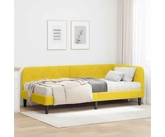 Lova Kampinė lovos konstrukcija Geltona 90 x 190 cm Aksomas