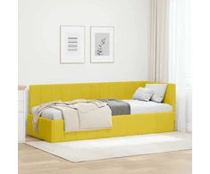 Lova Kampinė lovos konstrukcija Geltona 80 cm x 200 cm Aksomas