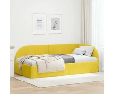 Lova Kampinė lovos konstrukcija Geltona 80 cm x 200 cm Aksomas