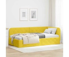 Lova Kampinė lovos konstrukcija Geltona 90 x 200 cm Aksomas