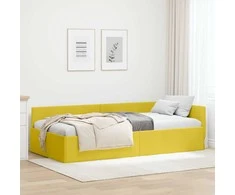 Lova Kampinė lovos konstrukcija Geltona 80 cm x 200 cm Aksomas
