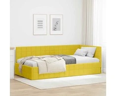 Lova Kampinė lovos konstrukcija Geltona 90 cm x 200 cm Aksomas