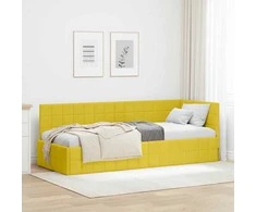 Lova Kampinė lovos konstrukcija Geltona 80 cm x 200 cm Aksomas