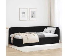 Lova Kampinė lovos konstrukcija Juodas 100 x 200 cm audinys