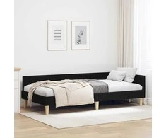 Lova Kampinė lovos konstrukcija Juodas 100 x 200 cm audinys