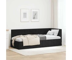 Lova Kampinė lovos konstrukcija Juoda 80 cm x 200 cm Aksomas