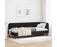 Lova Kampinė lovos konstrukcija Juodas 80 x 200 cm Aksomas