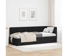 Lova Kampinė lovos konstrukcija Juoda 80 cm x 200 cm Aksomas