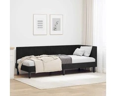 Lova Kampinė lovos konstrukcija Juoda 80 cm x 200 cm Aksomas