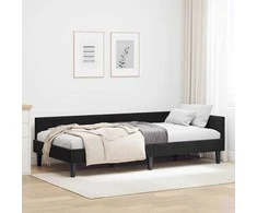 Lova Kampinė lovos konstrukcija Juodas 80 cm x 200 cm Aksomas