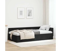 Lova Kampinė lovos konstrukcija Juoda 80 cm x 200 cm Aksomas