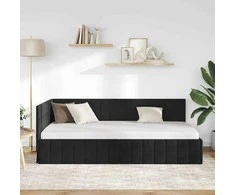 Lova Kampinė lovos konstrukcija Juoda 90 cm x 200 cm Aksomas