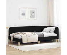 Lova Kampinė lovos konstrukcija Juodas 90 x 200 cm audinys