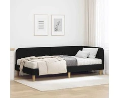 Lova Kampinė lovos konstrukcija Juodas 90 x 200 cm audinys