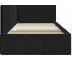 Lova Kampinė lovos konstrukcija Juoda 90 cm x 200 cm Aksomas