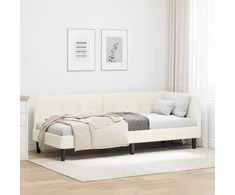Lova Kampinė lovos konstrukcija Kreminė 80 x 200 cm Aksomas