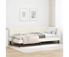 Lova Kampinė lovos konstrukcija Kreminė 90 cm x 190 cm Aksomas