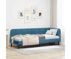 Lova Kampinė lovos konstrukcija Mėlyna 80 x 200 cm Aksomas