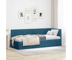 Lova Kampinė lovos konstrukcija Mėlyna 80 cm x 200 cm Aksomas