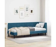 Lova Kampinė lovos konstrukcija Mėlyna 80 cm x 200 cm Aksomas
