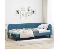 Lova Kampinė lovos konstrukcija Mėlyna 90 x 200 cm Aksomas