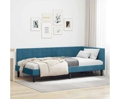 Lova Kampinė lovos konstrukcija Mėlyna 90 cm x 200 cm Aksomas