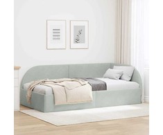 Lova Kampinė lovos konstrukcija Šviesiai pilka 100 cm x 200 cm