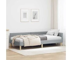 Lova Kampinė lovos konstrukcija Šviesiai pilka 100 x 200 cm audinys