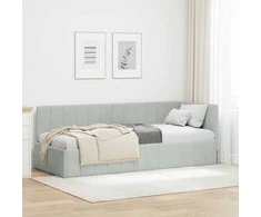 Lova Kampinė lovos konstrukcija Šviesiai pilka 80 cm x 200 cm