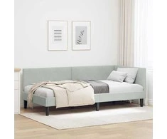 Lova Kampinė lovos konstrukcija Šviesiai pilka 100 cm x 200 cm
