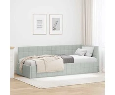 Lova Kampinė lovos konstrukcija Šviesiai pilka 80 cm x 200 cm